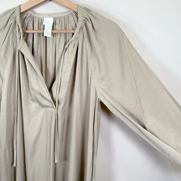 H&M Womens Size Xsmall Calf  Length Oversize Beige Midi Dress - Picture 7 of 16